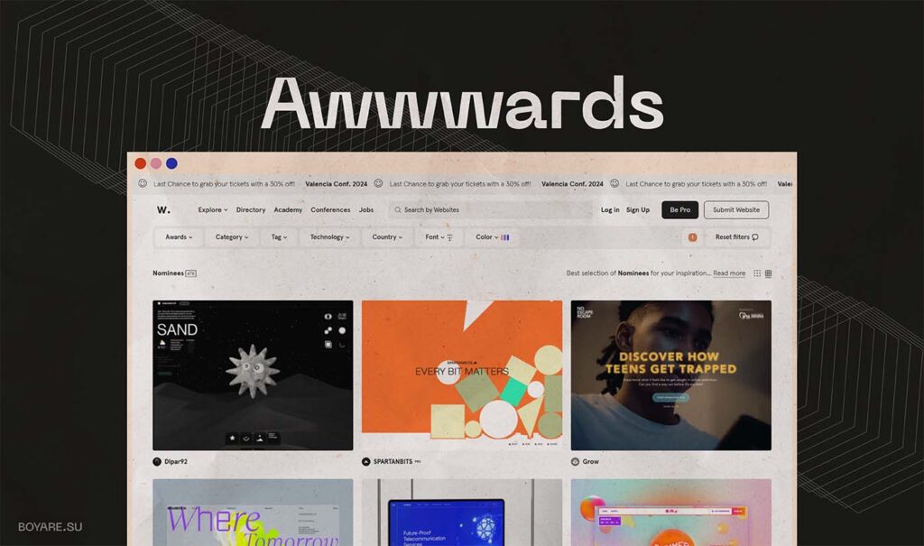 насмотренность на awwwards